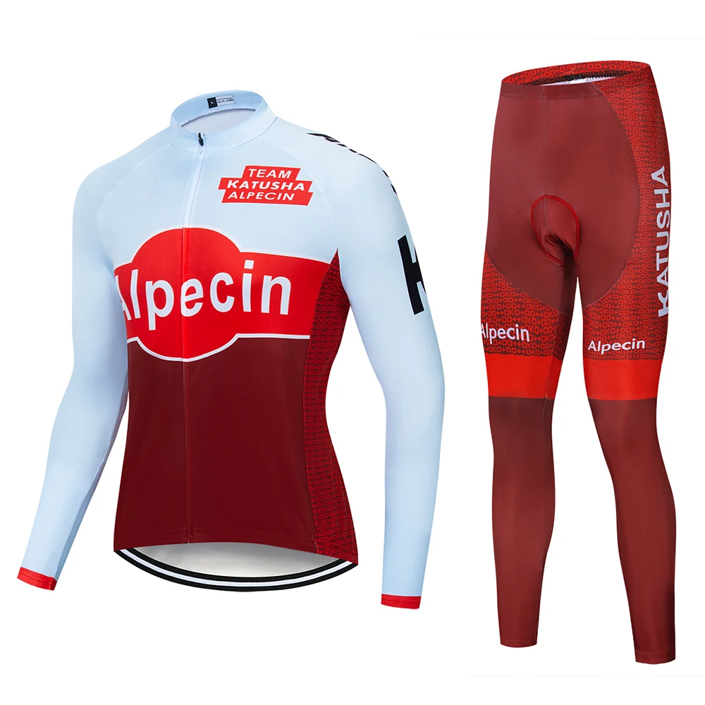 Белый Катюша Весна легкий pro team длинный рукав Велоспорт Джерси набор MTB дышащий pro Джерси мейло ciclismo hombre брюки - Цвет: Белый