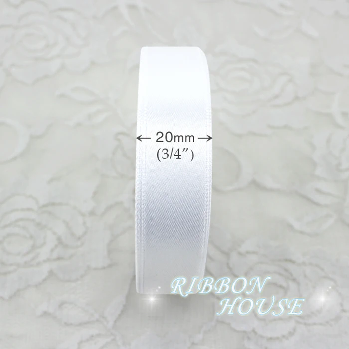25 ярдов/рулон белая атласная лента 3/4 дюйма (20 мм)|faced satin ribbon|satin ribbonsingle face ribbon |