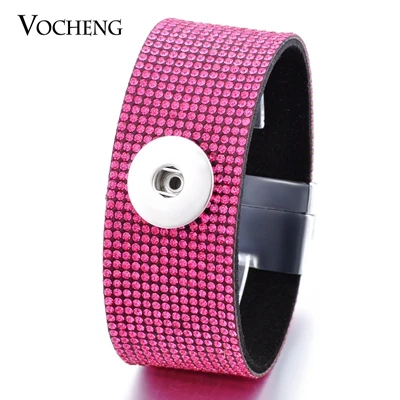 10 шт./лот Vocheng 3 цвета Bling Crystal 18 мм имбирный защелкивающийся браслет Черная мягкая ткань Магнитная застежка ювелирные изделия NN-418* 10 - Окраска металла: pink