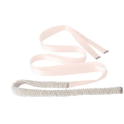 Baby Pink TOPQUEEN S204 Свадебные ремни пояса жемчуг бисером вечернее платье аксессуары для невесты пояс с жемчугом - Цвет: Baby Pink