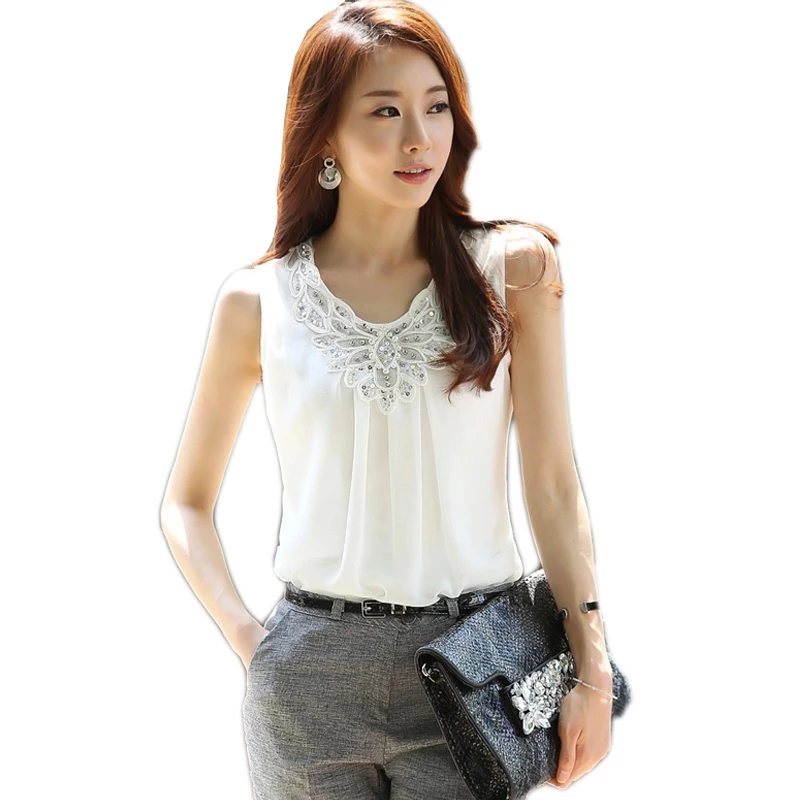 Camisas blusas feminina 2018 Новые летние топы жилетка без рукавов для девушек шифоновая