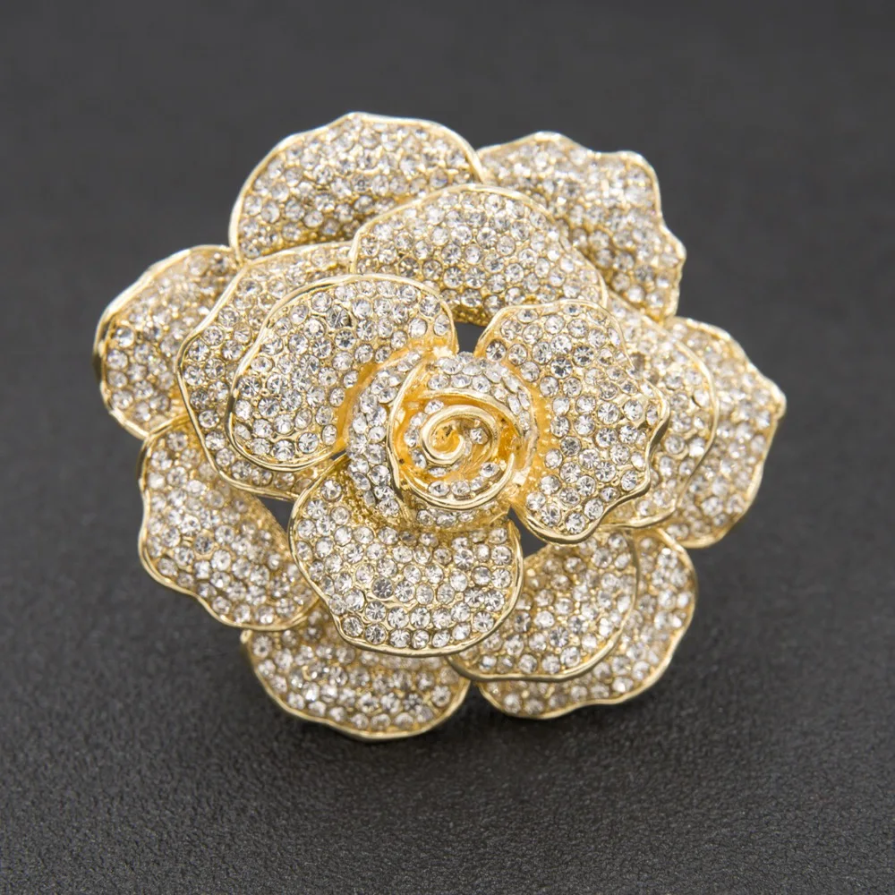 Стразы с кристаллами Золотая Роза свадебная брошь для невесты брошь-булавка