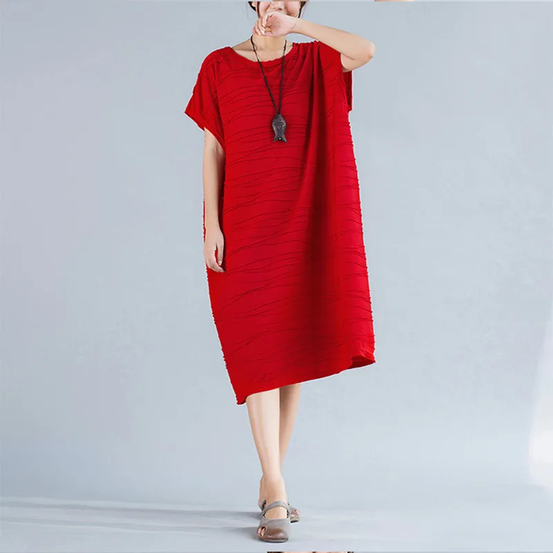 Женские Большие размеры краткое полосатые хлопковые летние платья Черный