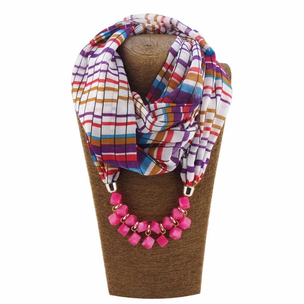 RUNMEIFA High Grade Colorful Voile Scarf Necklace Pearls Pendant For Women Jewelry Femme Eleagnt Accessories Echarpe |