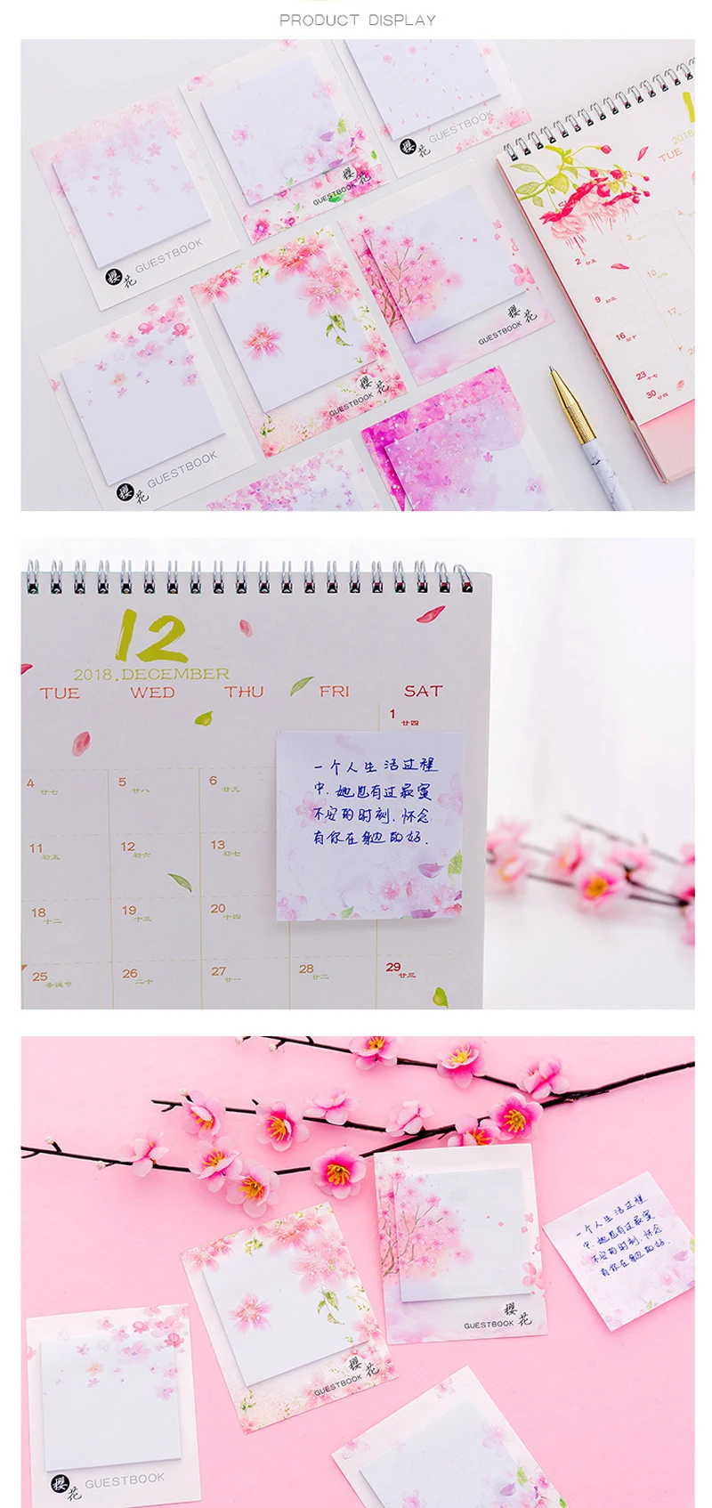EZONE Flower Sticky Note каваи цветки сакуры, японской вишни Печатный блокнот для заметок квадратный N Times закладка для студентов Примечания школьные принадлежности