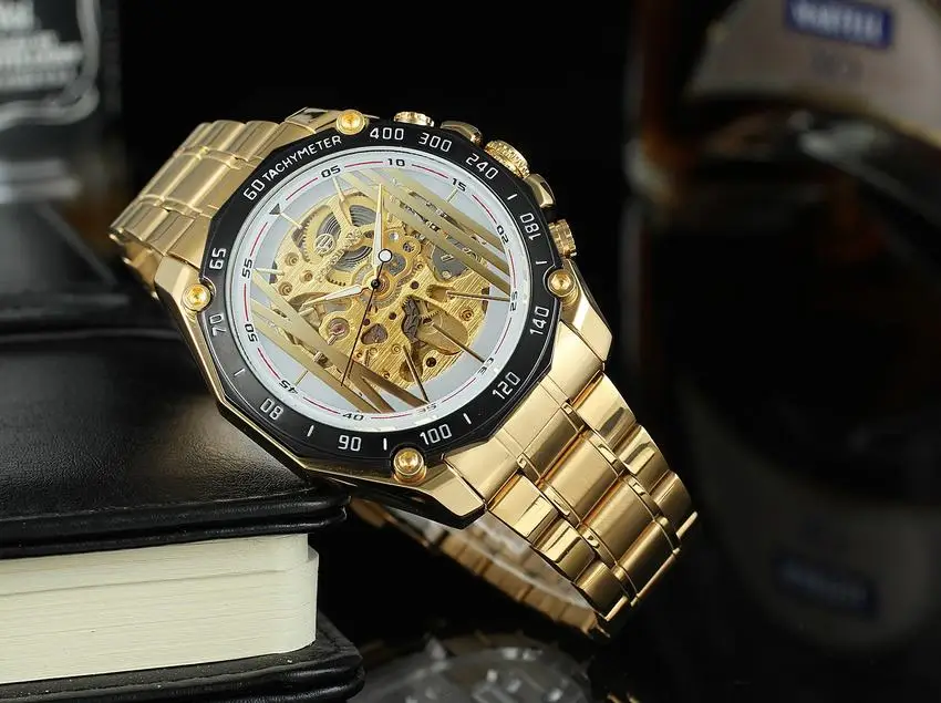 Forsining Роскошные брендовые Стильные Классические Для мужчин черный Watch Automatic