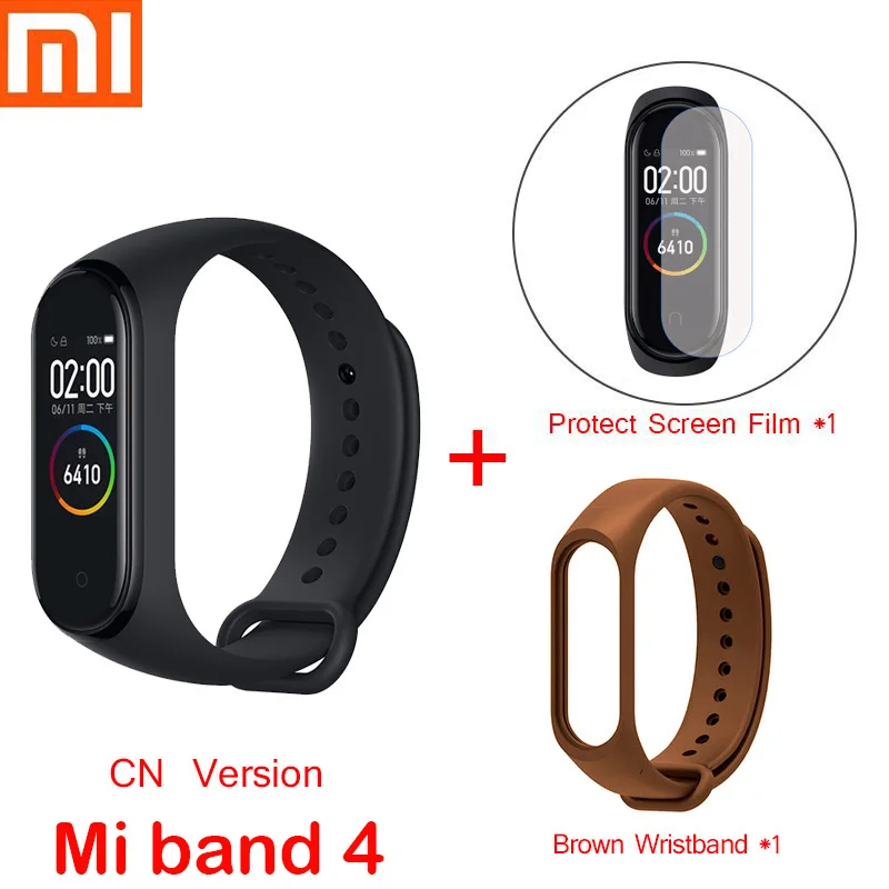 Новейший Xiaomi mi-браслет 4/Smart mi Band 3, фитнес-браслет с цветным экраном, Bluetooth 5,0 для IOS Android - Цвет: mi band 4 add strap