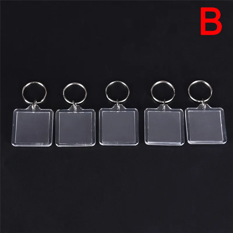 B 5 шт./лот, брелок для ключей, прямоугольная, прозрачная, пустая, акриловая вставка, фоторамка, сделай сам, раздельное кольцо, брелок, подарок - Color: B
