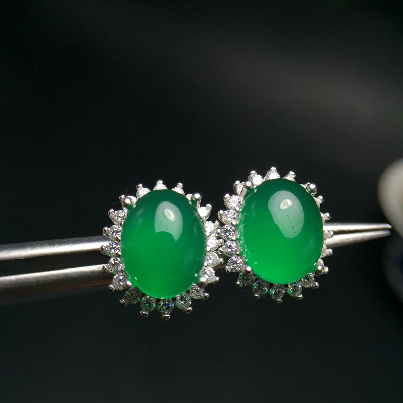 

Женские серьги-гвоздики Uloveido Green Chalcedony, ювелирные изделия из стерлингового серебра 925 пробы, драгоценный камень 8*10 мм с бархатной коробкой, с...