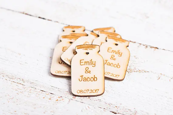 Мейсон Jar свадебные сувениры персонализированные сохранить дату деревянный