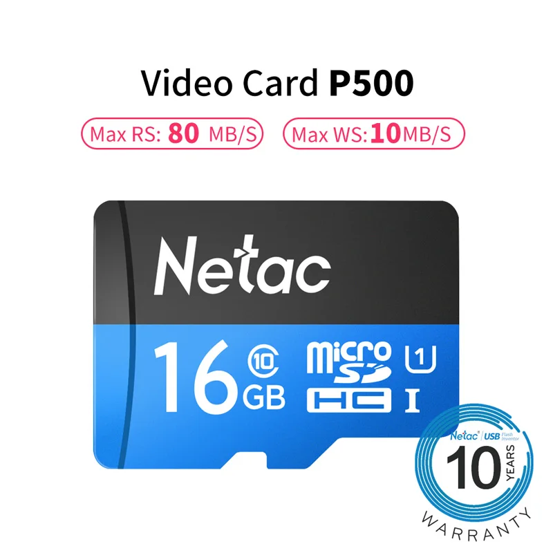 P500 16GB Карта Micro SD Netac 32 Гб 64 Гб 128 ГБ 256 ГБ UHS-1 карта памяти 16 Гб 32 64 128 256 ГБ 4K Video U3 V30 Flash SDCard класс 10 tf-карта - Емкость: P500 16GB