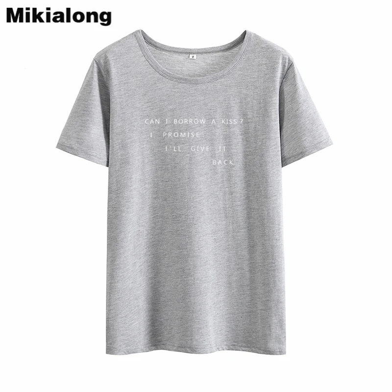 Mikialong могу ли я оплатить Забавные футболки с поцелуем женские летние