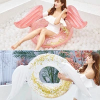 giant inflatable float for adult pool party toys green angle wing ring ride on air mattress swimming ring boia