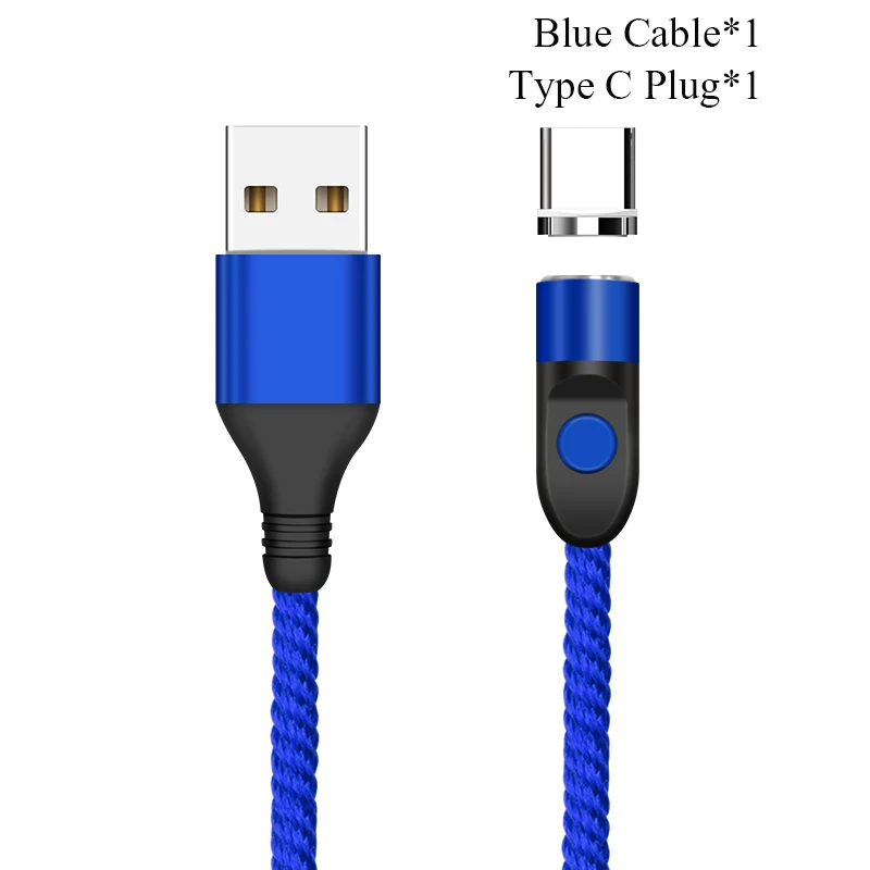 Type C Plug Blue Круглый Магнитный кабель GREENPORT для iphone, lightning, xs, 3A, быстрая зарядка, Тип C, Micro Usb шнур для samsung S9, кабели для мобильных телефонов - Цвет: Type C Plug Blue