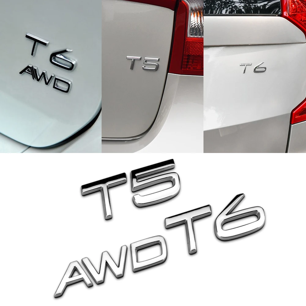 Металлическая наклейка T5 T6 AWD для багажника автомобиля Наклейка 3D Для Volvo V40 V90 XC60