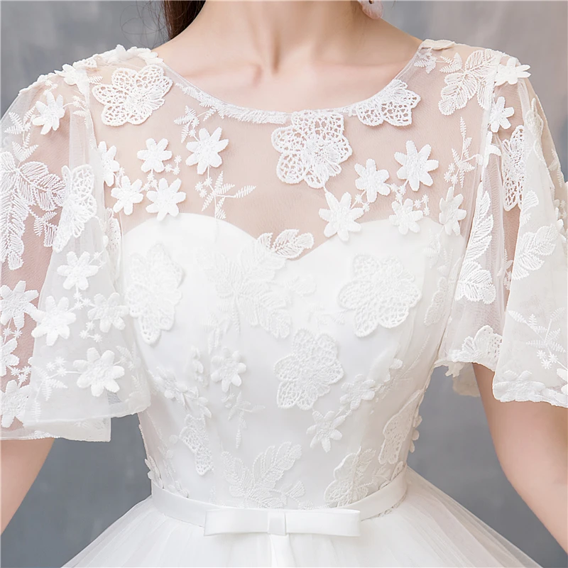 VLNUO NISA элегантное кружевное свадебное платье с аппликацией Vestidos De Novia Изящные Бальные платья с коротким рукавом размера плюс Robe De Mariage 20