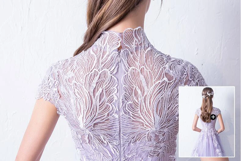 Lilla Evening Dresses 2019 new yearfairy sweet party Gowns for young lady lace flower illusion formal dress Robe De Soiree | Свадьбы и