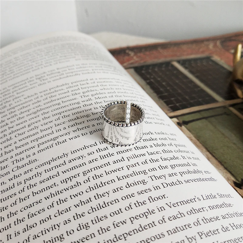 

Round Simple 100% 925 Sterling Silver Jewelry Wide Cuff Band Open Rings For Women bijoux en argent 925 Jewelry Women Gifts