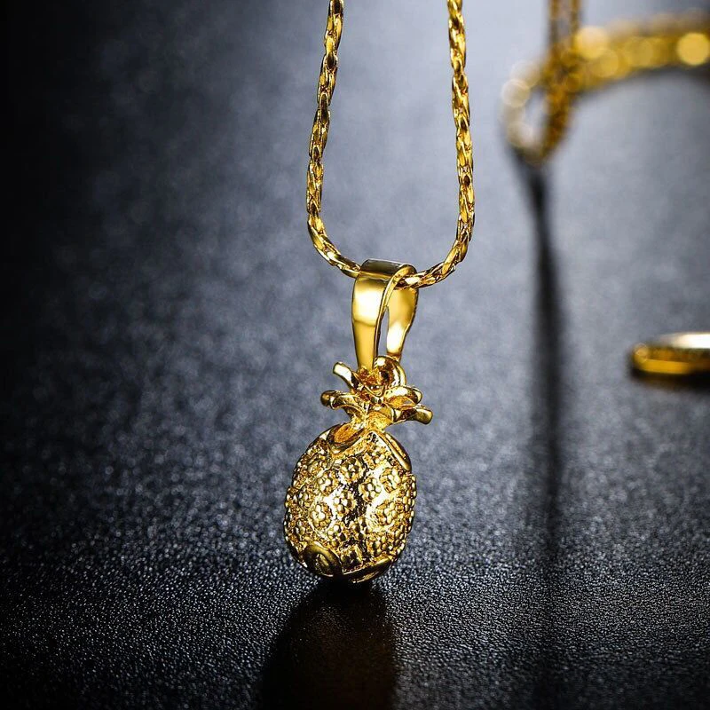 MxGxFam кулон с ананасом Neacklace для женщин 24 k чистое золото Цвет Фрукты креативные