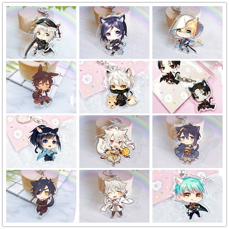 Акриловый брелок для ключей из аниме Touken Ranbu Online Munechika Nakigitsune Kogitsunemaru Doubleside брелоки