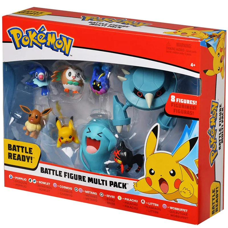 8 шт./набор, Popplio Rowlet Cosmog Metang Eevee Litten Wobbuffet Pika, фигурки, игрушки для детей, TAKARA TOMY, покемон