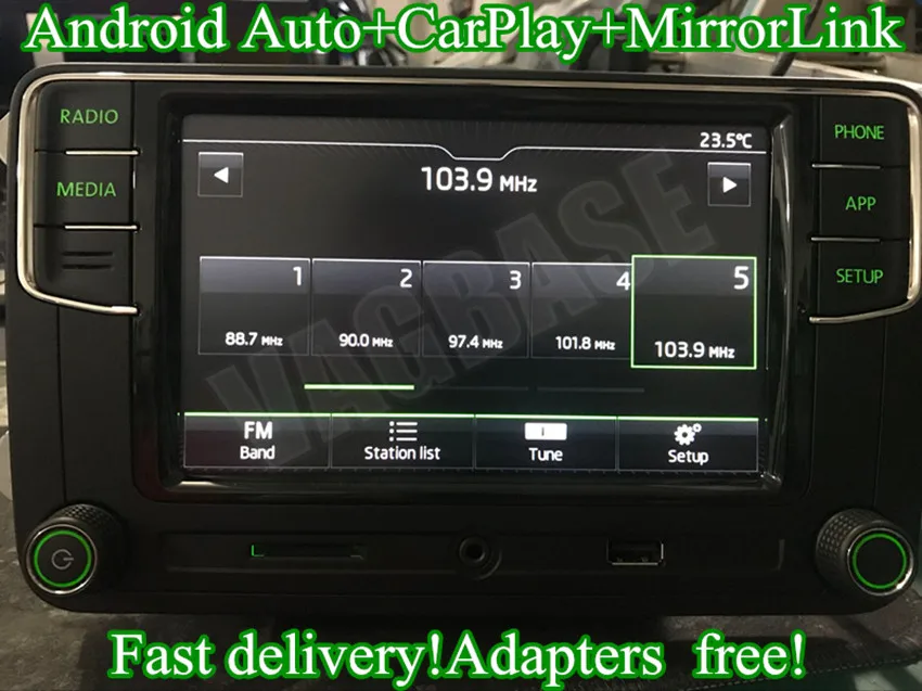 Android Auto CarPlay MirrorLink noname RCD330 плюс R340G 6.5 MIB радио с зеленым Подсветка для Skoda Octavia Fabia