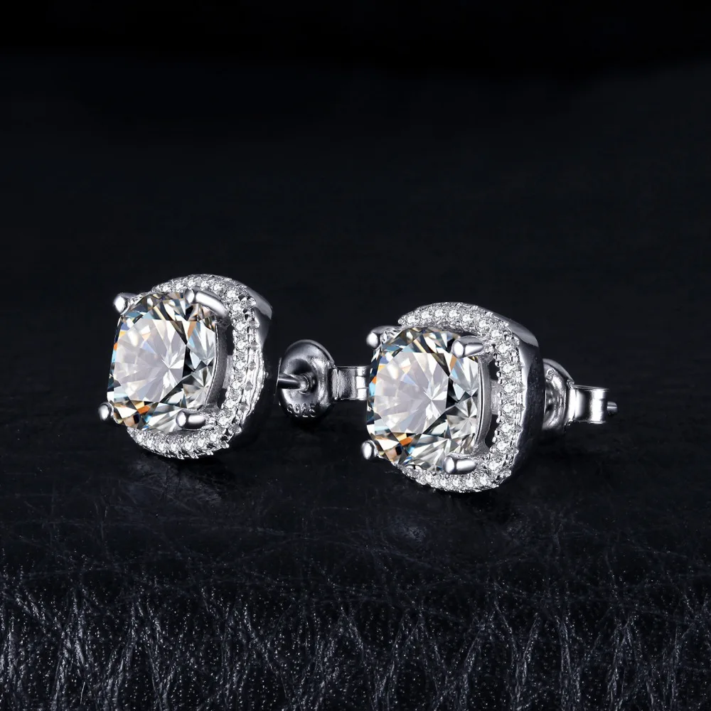 Jewelrypalace Подушки 5ct Halo Серьги гвоздики 925 стерлингов Серебряные ювелирные изделия
