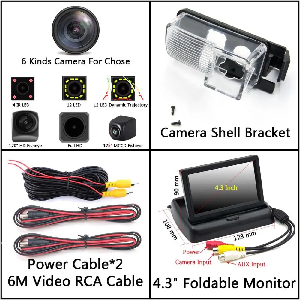 Camera 4.3 inch Fold 175 градусов 1080P рыбий глаз задний вид автомобиля камера для Nissan 350Z Versa Tiida Leaf Sentra 370Z GT-R парковочный монитор - Название цвета: Camera 4.3 inch Fold
