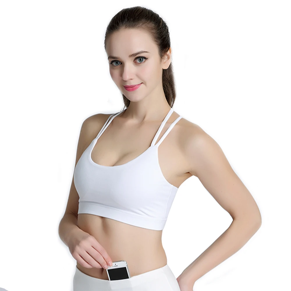 Спортивный бюстгальтер пуш ап с мягкой подкладкой однотонный нейлон