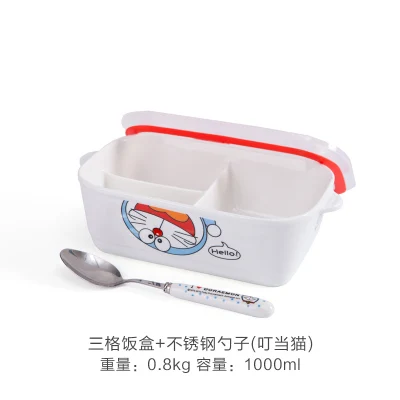 B 3Compartments 2-3 отделения мультфильм животных Керамика Коробки для обедов Procelain Bento LunchBox с ложкой Портативный Еда контейнер Tableware-ZX0484 - Цвет: B 3Compartments