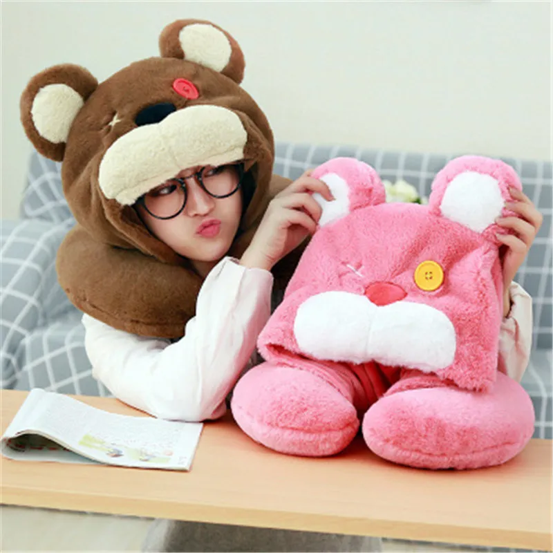 Корейский креативный мультяшный Anne Bear u-образная подушка для шеи соединенная