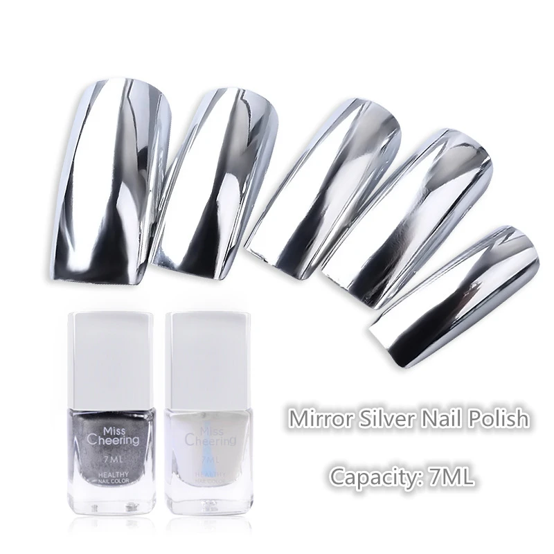 

7ml Silver Mirror Effect Metal Nail Gel Polish Varnish Base Coat Metallic UV Nails Art Tips DIY Manicure Design