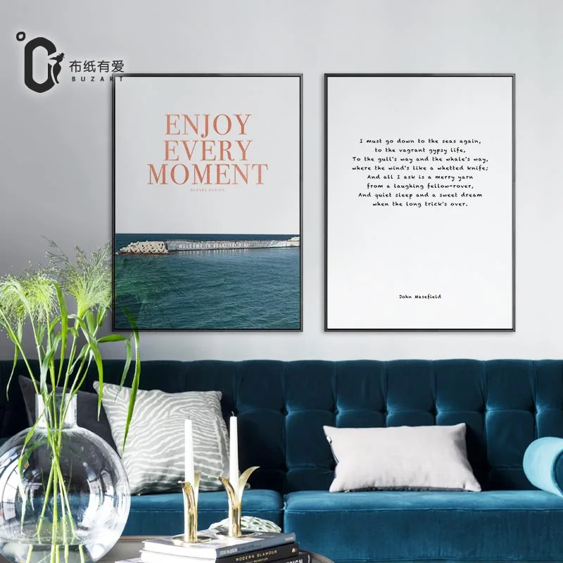 Наслаждайтесь каждым моментом морской океан Скандинавская картина холст