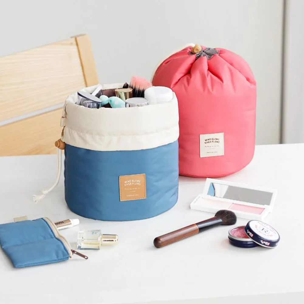 Баррель формы путешествия косметичка нейлон высокой емкости шнурок элегантный