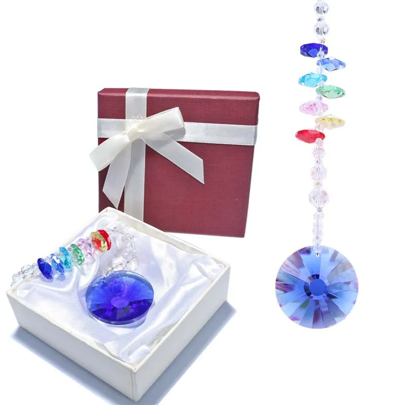 H & D Кристалл чакра Suncatcher круглый Подсолнух призмы кулон висит Радуга октогон