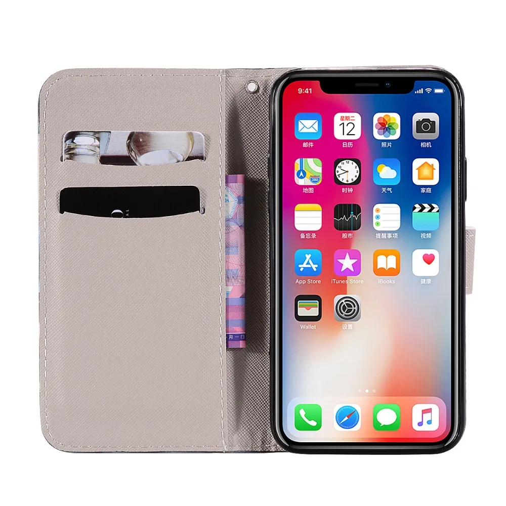 Luxury 3D Leather For Apple iphone X cases Flip Cover Cute Flower Animal Case iphoneX Phone bag Wallet Capa Coque | Мобильные