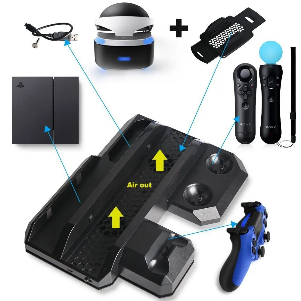 Yoteen для PS VR зарядное устройство и вертикальный дисплей стенд мульти зарядная