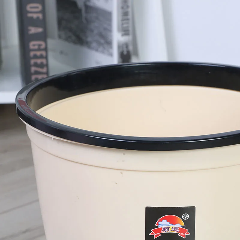 

Plastic trash can Creative plastic trash can home without cover pressure ring paper basket large kitchen bathroom trash 3