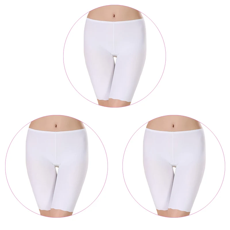 3Pcs-White 3 шт./компл. Для женщин безопасности Короткие штаны Бесшовные Ice Silk Трусы-шорты, трусы-боксеры Femme из модифицированного вискозного волокна Трусики-брифы безопасности нижнее бельё для девочек брюки для девочек - Цвет: 3Pcs-White