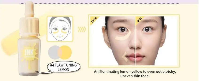 04 Lemon Чернильный корректор PERIPERA, 8 г, идеальное покрытие, консилер для лица, BB крем, макияж, основа, тональный крем, Осветляющий тональный крем, корейская косметика - Цвет: 04 Lemon