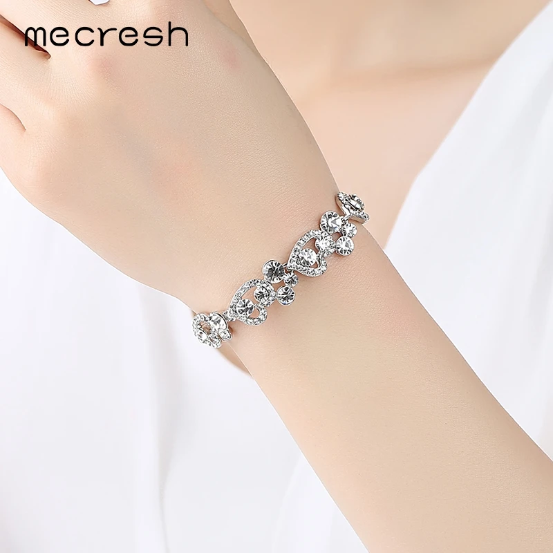 Mecresh Кристальные Свадебные Ювелирные наборы в форме сердца свадебное ожерелье