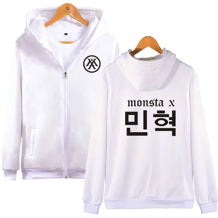 K POP monkpop Monsta X Zipper женские толстовки Wonho YOOKIHYUN I.M JOOHEON MINHYUK зимние женские куртки и пальто
