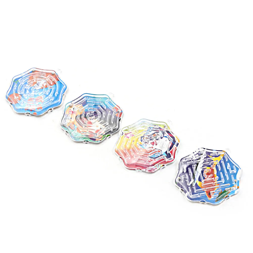 

4Pcs/lot Ball Kids Stress Toy Steel Maze Puzzle Toys Money Maze Bank Saving Fun Brain Game Funny Octagon Shape