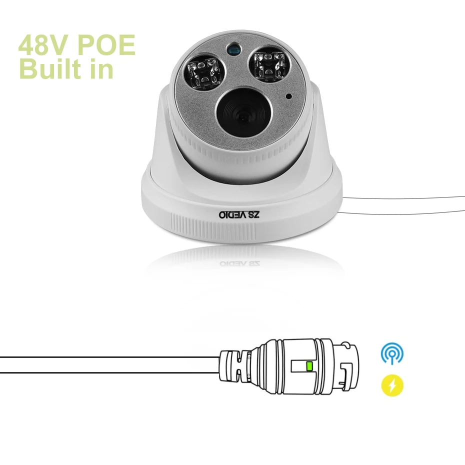 ZSVEDIO 5MP CCTV камера Пластиковый Купол HD встроенный аудио poe безопасности Пуля Plug And