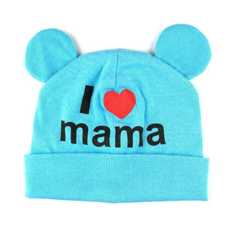 Шапка-бини шапочка для новорожденного хлопковые шапки с принтом I Love Mama маленьких