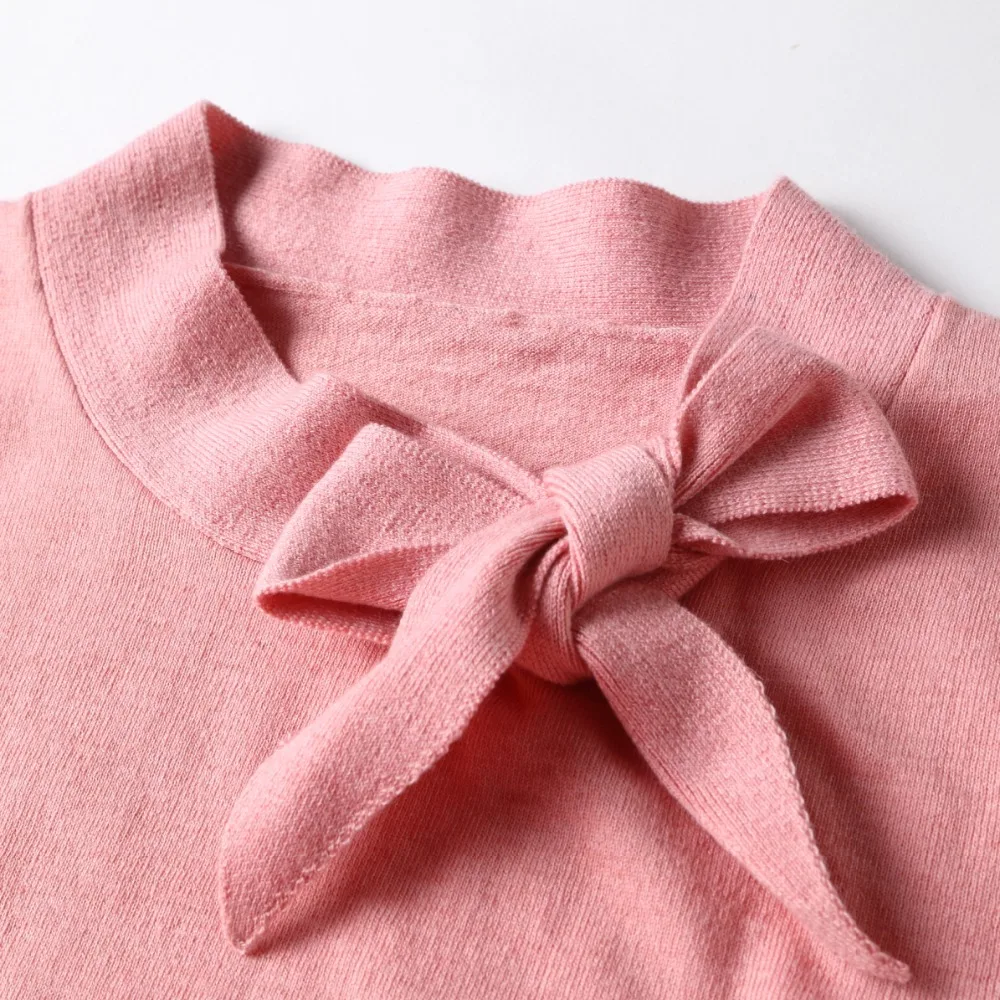 

New arrival 2018 women's butterfly collar cashmere sweater autumn spring elegant female solid knit wool clothes
