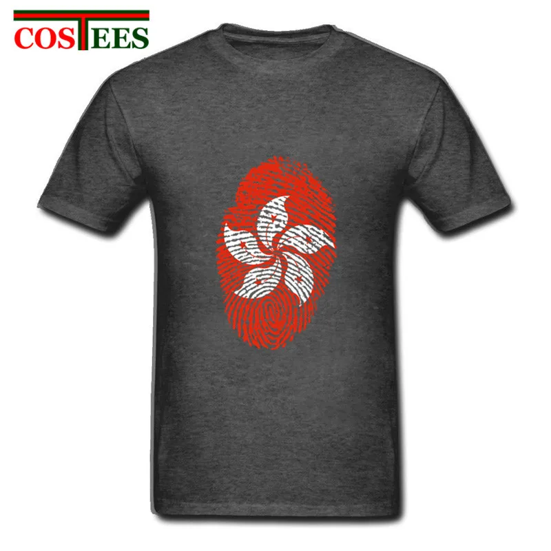 Повседневная футболка Китай Гонконгский флаг отпечаток пальца для мужчин за