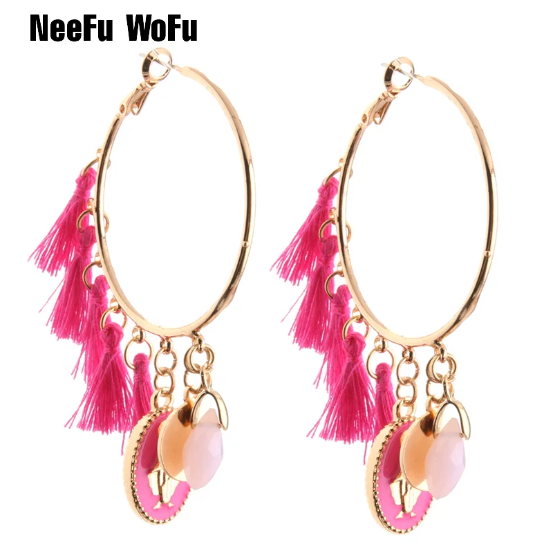 Висячие серьги NeeFu WoFu с крестом брендовые кисточками и кристаллами Мария большие