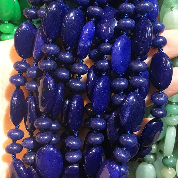 Dyed blue agate Ожерелье из натурального камня Агаты ожерелье с кварцевым камнем для женщин и мужчин 6x8 мм 13x18 мм 18 дюймов 23 Цвета - Окраска металла: Dyed blue agate