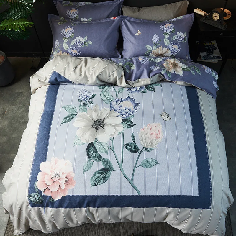 Комплект постельного белья роскошный 4 шт Гладкий минималистский китайский